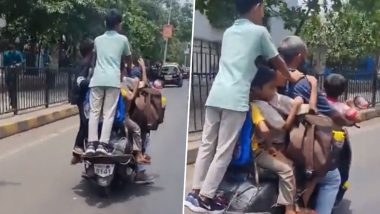 Viral Video: एकाच दुचाकीवर 7 मुलांना घेऊन जाणाऱ्या व्यक्तीचा व्हिडिओ सोशल मीडियावर व्हायरल झाल्यानंतर पोलिसांनी केली वडिलांना अटक, Watch
