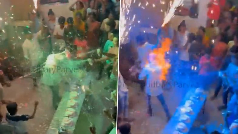 Birthday Boy Face Caught Fire: केक कापताना  फोम स्प्रे आणि फायर गन यांच्यासोबत मस्ती, बर्थ डे बॉय चा चेहरा पेटला; सुदैवाने किरकोळ जखमांवर निभावली दुर्घटना (Watch Video)