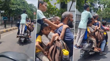 Mumbai Viral Video: एका दुचाकीवर 8 प्रवासी; लहान मुलांच्या जीवाशी खेळ करणार्‍‍या चालकाला Traffic Police ने शिकवली अद्दल; FIR दाखल  (Watch Video)