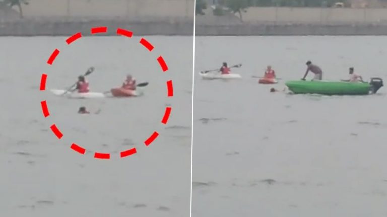 Ahmedabad Boat Capsize Video: अहमदाबादच्या साबरमतीत कयाकिंग बोट उलटली, मुलगी थोडक्यात वाचली, पहा व्हिडिओ