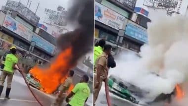 Video: चैन्नईच्या व्यस्त रस्त्यावर बिएमडब्लू गाडीला लागली आग