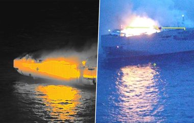 Cargo Ship Fire: नेदरलँड्सच्या किनारपट्टीवर 3000 गाड्या घेऊन जाणाऱ्या मालवाहू जहाजाला आग; एक भारतीय ठार, 20 जखमी