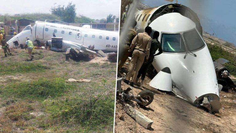 Plane Crash In Somalia Video: मोगादिशूमध्ये हला एअरलाइन्सचे विमान झाले क्रॅश, अनेक जण जखमी (Watch Video)