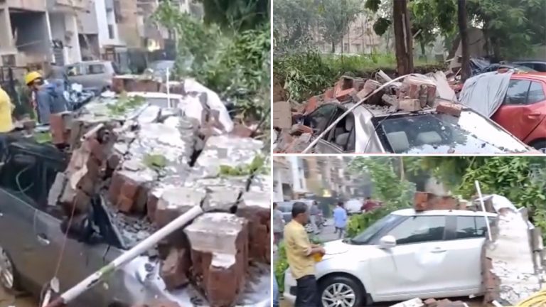 Wall Collapsed In Delhi: दिल्लीतील देशबंधू कॉलेजच्या भिंतीची काही भाग कोसळला, अनेक कारचे नुकसान (Watch Video)