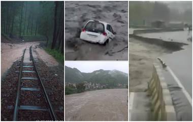 Flash Flood In Himachal Pradesh: हिमाचलमध्ये अचानक पूर; रस्ते खचले, वाहने पाण्यात, नागरी वसाहती जलयम (Watch Videos)