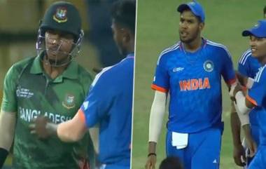 Harshit Rana-Soumya Sarkar Fight Video: इमर्जिंग आशिया कपच्या सेमीफायनलमध्ये हर्षित राणा आणि सौम्या सरकारची टक्कर, पहा व्हायरल व्हिडिओ