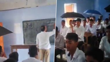 Bihar News: बिहार येथील शाळेत पावसामुळे छत गळत असताना विद्यार्थ्यांनी वर्गात छत्र्या धरल्या, व्हिडिओ व्हायरल