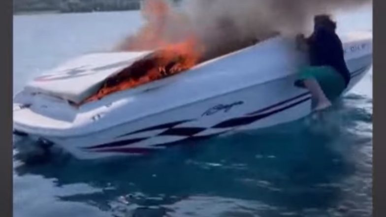 Burning Boat Video Viral: पेटत्या बोटीतून समुद्रात उडी, पाहा व्हिडिओ