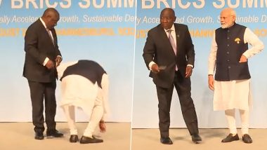 BRICS Summit 2023: PM Modi यांनी ब्रिक्स समिट मध्ये तिरंग्याप्रति दाखवलेल्या सन्मानाच्या या कृतीने South African President Cyril Ramaphosa देखील प्रभावित; सोशल मीडीयातही व्हिडिओ वायरल (Watch Video)