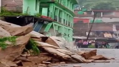 Uttarakhand च्या Rudraprayag मध्ये मुसळधार पाऊस; 3 मजली इमारत कोसळली