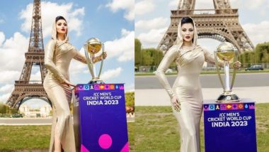 Urvashi Rautela ने पॅरिसमध्ये उंचावली ICC Men's Cricket World Cup 2023 ची चमकदार Trophy, फोटो शेअर करत म्हणाली....