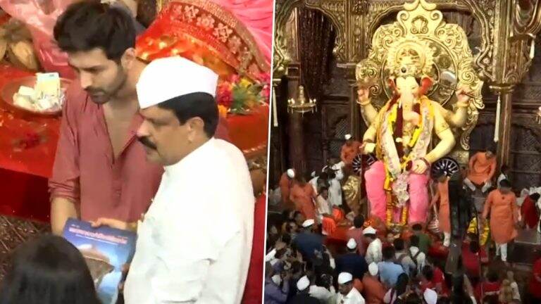 Lalbaugcha Raja 2023: बॉलीवुड अभिनेता कार्तिक आर्यन लालबाग राजाच्या चरणी