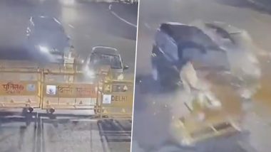 Delhi Accident Video: भरधाव कारची दिल्ली पोलिस कर्मचाऱ्याला जोरदार धडक, चालकाला अटक; अपघाताचा व्हिडिओ व्हायरल (Watch video))