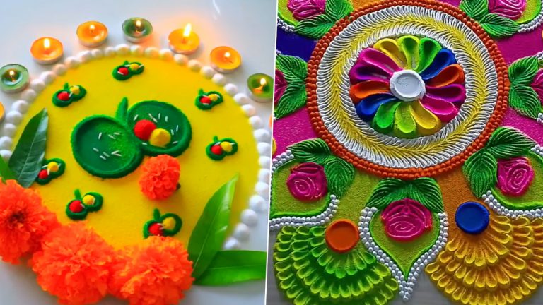 Dussehra Rangoli Design: दसरा निमित्त घरासमोर काढा 'या' सुंदर आकर्षक आणि सोप्या रांगोळी