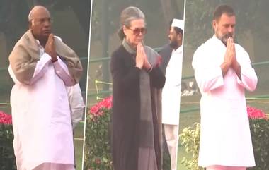 Indira Gandhi Death Anniversary: इंदिरा गांधींच्या स्मृतिदिनानिमित्त Shakti Sthal वर Sonia Gandhi, Rahul Gandhi, Congress President Mallikarjun Kharge यांच्याकडून पुष्पांजली अर्पण