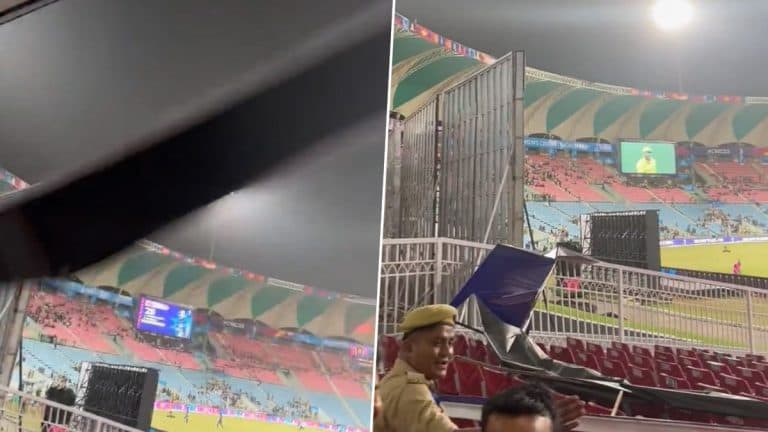 Ekana Cricket Stadium Accident: ऑस्ट्रेलिया आणि इंग्लंड यांच्यातील सामन्यादरम्यान प्रेक्षक गॅलरीत भलं मोठं होर्डिंग कोसळलं