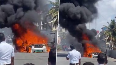 Bengaluru Car fire: जेपी नगरमध्ये रस्त्याच्या मध्यभागी इलेक्ट्रिक कारला आग, घटना कॅमेरात कैद