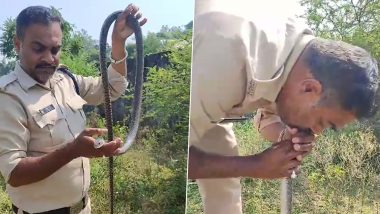 CPR to Snake Video:बेशुद्ध पडलेल्या सापाला वाचवण्यासाठी पोलिसाचा सापाला CPR देण्याचा प्रयत्न (Watch Video)