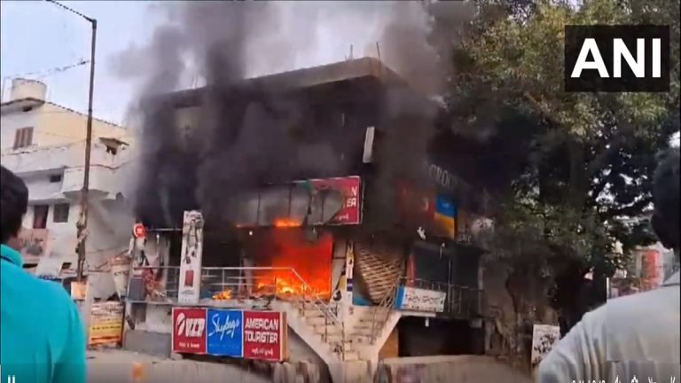 Fire broke out  in Telangana: तेलंगणाती राज्यातील रंगारेड्डी येथे दुकानाला आग (Watch Video)