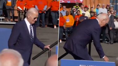 Philadelphia मध्ये भाषणाला जाताना Joe Biden पुन्हा पायर्‍यांवर अडखळले; व्हिडिओ वायरल