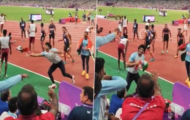 Neeraj Chopra Catching Tiranga: सुवर्णपदक जिंकल्यानंतर नीरज चोप्राने भारतीय ध्वज जमिनीवर पडता पडता वाचवला, सोशल मीडियावर व्हिडिओ झाला व्हायरल