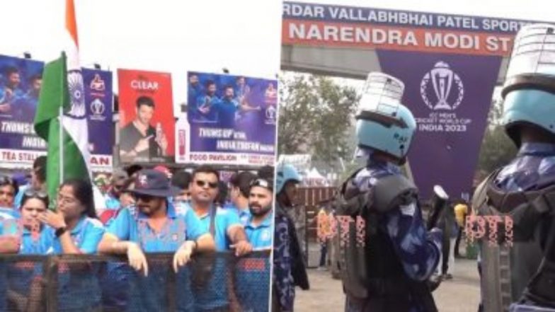 IND vs PAK World Cup 2023: भारत-पाकिस्तान सामन्यापूर्वी नरेंद्र मोदी स्टेडियमला ​​छावणीचे स्वरूप, हजारो सुरक्षा कर्मचारी तैनात (Watch Video)