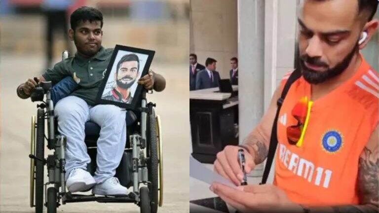 Virat Kohli ने पुन्हा मन जिंकले, पुढे येऊन व्हीलचेअरवर बसलेल्या चाहत्याला दिला ऑटोग्राफ