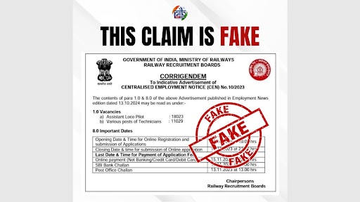 PIB Fact Check: सरकारी नोकरीच्या खोट्या जाहिरातीपासून व्हा सावध; जाणून घ्या व्हायरल झालेल्या रेल्वे नोकरभरतीच्या संदेशाबाबत सत्य