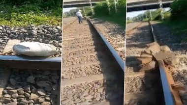 Boulders on Pune-Mumbai Railway: महाराष्ट्रात मोठा ट्रेन अपघात टळला; पुणे-मुंबई रेल्वे ट्रॅकवर आढळले दगड, कर्मचाऱ्यांनी वेळीच हटवले (Video)