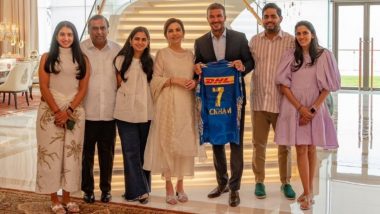 David Beckham ने घेतली अंबानी कुटुंबाची भेट, नीता अंबानींने मुंबई इंडियन्सची खास जर्सी देऊन केले सन्मानित