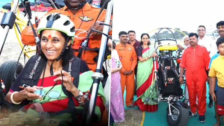 Motor Flying in Jejuri: खासदार सुप्रिया सुळे यांनी मोटर फ्लाईंग सफरीतून घेतलं जेजुरी गडाचं दर्शन