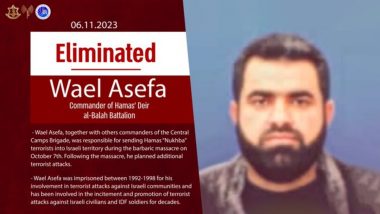 IDF On Wael Asafa: हमासचा कमांडर वेल असफा याची हत्या, इस्रायल डिफेन्स फोर्सेसचा दावा