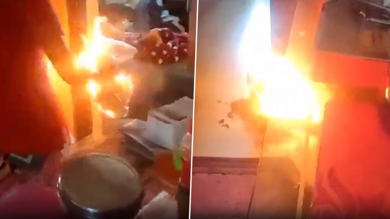 Woman Setting House Ablaze Video: अंथुरणावर खिळलेल्या आजारी सासऱ्याच्या खोलीला आग लावण्याचा व्हिडिओ सोशल मीडियावर व्हायरल