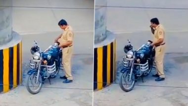 Policeman Eating On Bike Video: नाशिकमध्ये कर्तव्यदक्ष पोलिस कर्मचाऱ्याने मोटरसायकलवर डब्बा ठेऊन केलं जेवण, व्हायरल व्हिडिओ पाहून नेटकरी करताय अधिकाऱ्याला सलाम