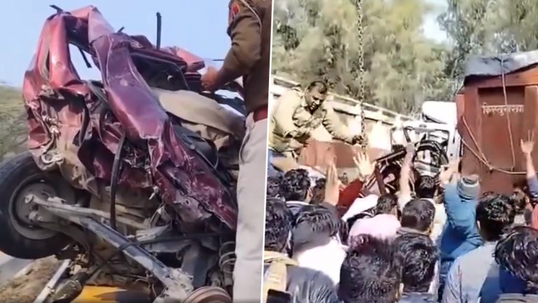 Rajasthan Road Accident: राजस्थानच्या सीकरमध्ये दोन ट्रक आणि कारमध्ये भीषण टक्कर, 3 जणांचा मृत्यू