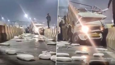 UP Road Accident Video: गाझियाबादमध्ये पनीर घेऊन जाणाऱ्या ट्रकचा भीषण अपघात, एक ठार, दोन जखमी