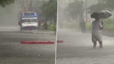 Tamil Nadu Rains: चक्रीवादळ मिचौंगमुळे झालेल्या मुसळधार पावसामुळे चैन्नई शहरातील रस्ते जलमय, पावसाच्या पाण्यात अडकली रुग्णवाहीका