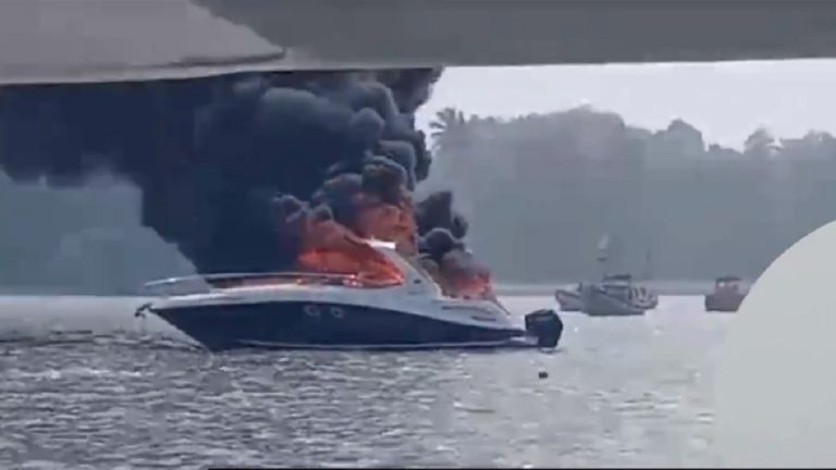 Belvedere Catches Fire at Mandwa Anchorage: मांडवा येथे  केबिन क्रूझर यॉट बेलवेडेरला आग (Watch Video)