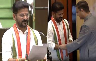 Telangana CM Revanth Reddy यांनी विधानसभेमध्ये घेतली आमदारकीची शपथ (Watch Video)