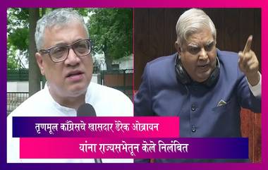 Derek O'Brien Suspended: सभापतींसोबत झालेल्या वादानंतर तृणमूल काँग्रेसचे खासदार डेरेक ओब्रायन यांना राज्यसभेतून केले निलंबित