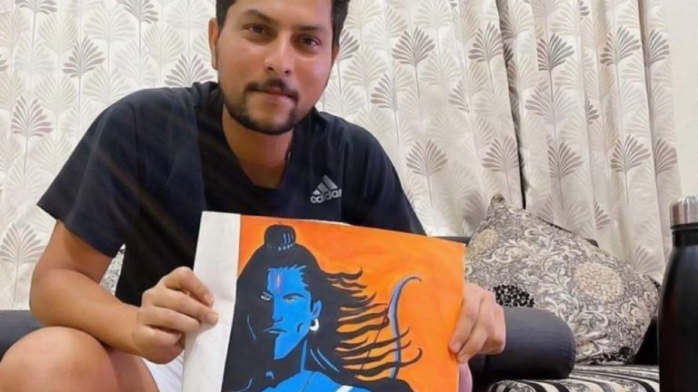 Kuldeep Yadav Painting Of Shree Ram and Hanuman: कुलदीप यादवने रेखाटले भगवान श्रीराम आणि हनुमानाचे चित्र