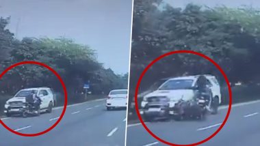 Noida Road Accident: रॉंग साईटने भरधाव वेगाने येणाऱ्या फॉर्च्युनरने बाईकला दिली धडक, चालक गंभीर जखमी