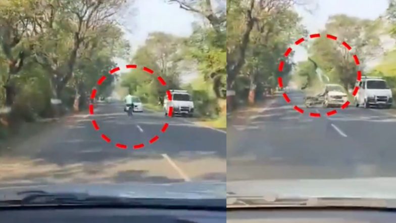 Vadodara Shocker: बाईकवर स्टंटबाजी करताना समोरून येणाऱ्या कारला बसली धडक; तरुणाचा जागीच मृत्यू, पहा घटनेचा धक्कादायक व्हिडिओ (Watch Video)