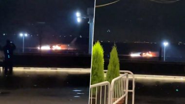 Tokyo Plane On Fire Video: टोकियो मध्ये Haneda Airport वर धावपट्टीवर विमानाला लागली भीषण आग (Watch Video)