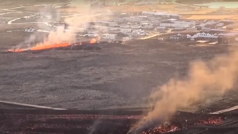 Volcano Erupted in Southwest Iceland: नैऋत्य आइसलँडमध्ये ज्वालामुखीचा उद्रेक (Watch Video)