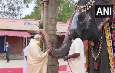 PM Narendra Modi Blessed By An Elephant: पंतप्रधान नरेंद्र मोदी यांना श्री रंगनाथस्वामी मंदिरात हत्तीकडून आशीर्वाद