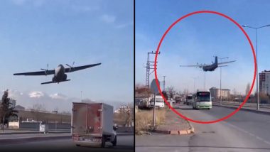 Turkish Military Plane Emergency Landing Video: तुर्की लष्करी विमानाचे आपत्कालीन लँडिंग (Watch Video)
