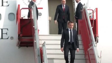Emmanuel Macron arrives in Jaipur: जयपूर मध्ये फ्रान्स च्या राष्ट्राध्यक्षाचे आगमन; 2 दिवस भारत दौर्‍यावर