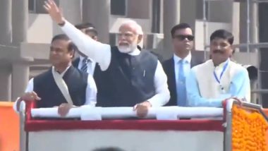 Assam PM Modi Roadshow Video: PM नरेंद्र मोदी यांचा आसामच्या गुवाहाटीत दौरा, मुख्यमंत्रीसह भव्य रोड शोमध्ये सामील