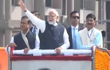 Assam PM Modi Roadshow Video: PM नरेंद्र मोदी यांचा आसामच्या गुवाहाटीत दौरा, मुख्यमंत्रीसह भव्य रोड शोमध्ये सामील